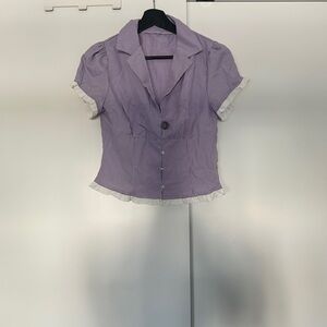 Purple cottagecore Women's Button-Up blouse